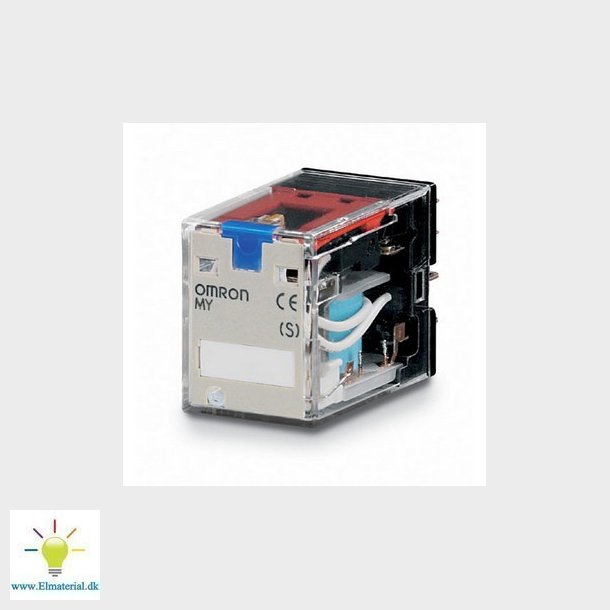 Rel, plug-in, 14-pin, 4PDT, 5A, mech &amp; LED-indikatorer,Aflselig skub til testknap, label facilitet