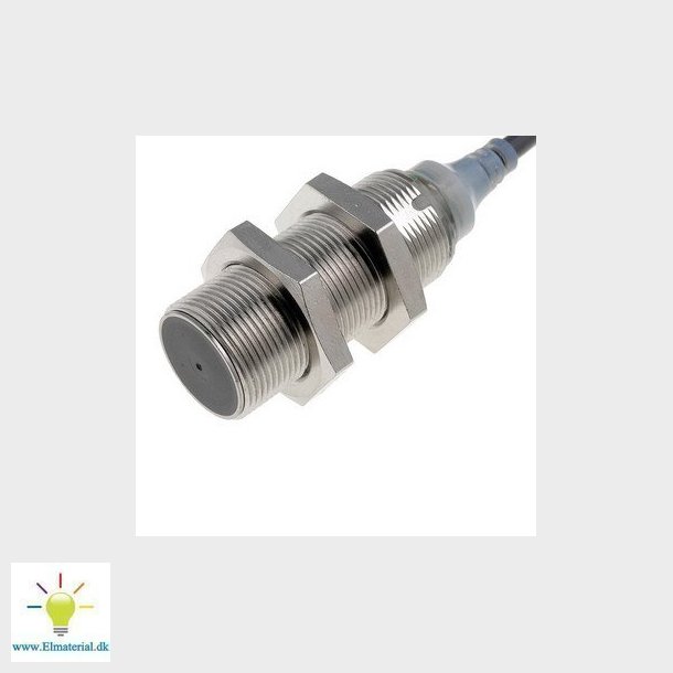 Induktiv sensor, m&auml;ssing-nickel, kort kropp, M18, sk&auml;rmad, 8mm, DC, 3 ledare, PNP-NO, 2m ledning