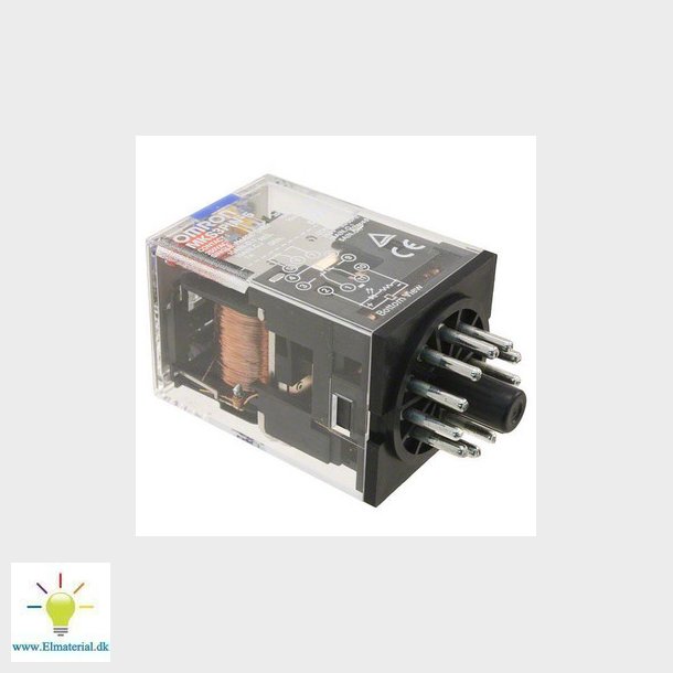 Rel, plug-in, 11-pin, 3PDT, 10A, mech &amp; LED-indikator, testknap MKS3PIN-5 DC24 BY OMZ