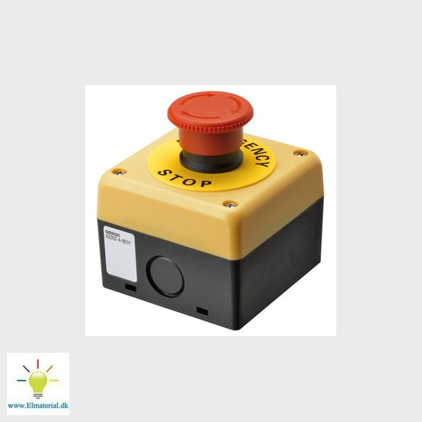 E-Stop, push-in, 2NC, 40-dia. hoved Medium Turn-reset. med integreret kontrolboks A22NE-M-P202-N-B