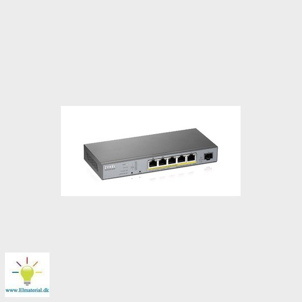 ZYXEL GS1350-6HP, 6 Port managed CCTV PoE switch, long range, 60W, 802.3BT