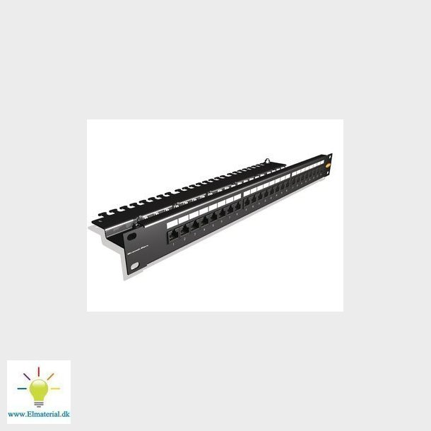 Patchpanel CAT6 fastfortret UTP 24 ports 1 HE sort