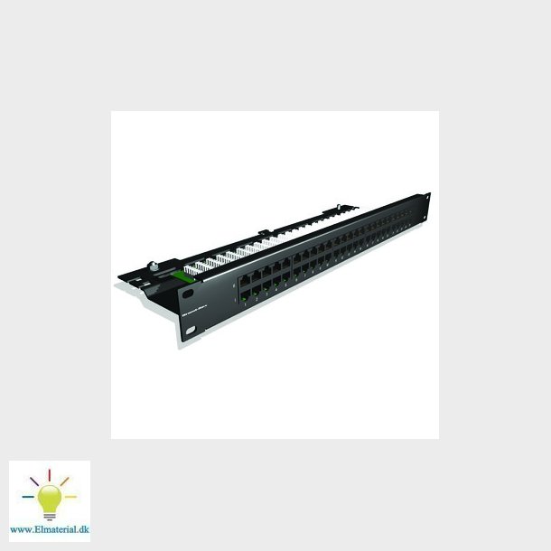 Patchpanel tele 50 ports RJ45 - 2 par (36 &amp; 45) fastfortret 1HE sort