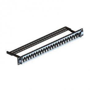 Patchpanel 48 port passer kun til Leviton STP konnekter AC6JAKS000DC tool-free 1HE sort