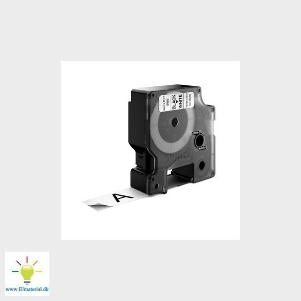 Dymo D1 Tape fleksibel nylon 19mm sort/hvid