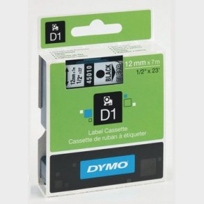 Dymo D1 tejp 12MM svart / klar