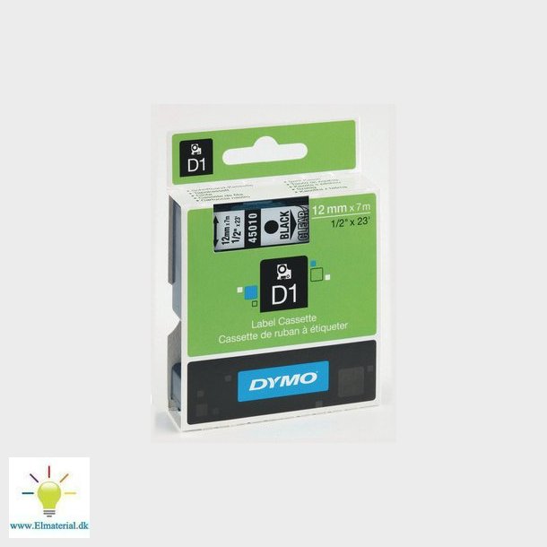 Dymo D1 tape 12MM sort/klar