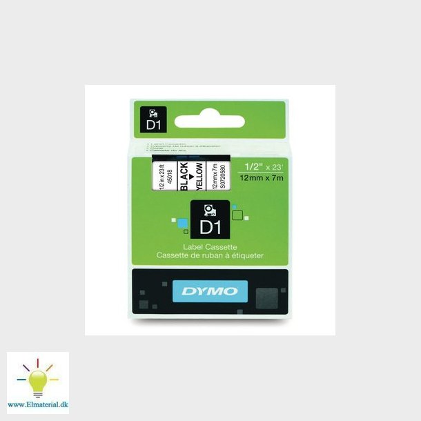 Dymo D1 tape 12MM sort/gul