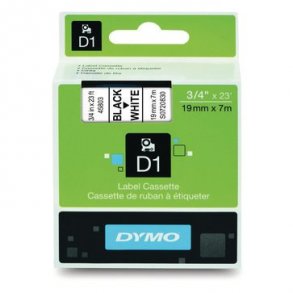 Dymo D1 tejp 19MM svart/vit
