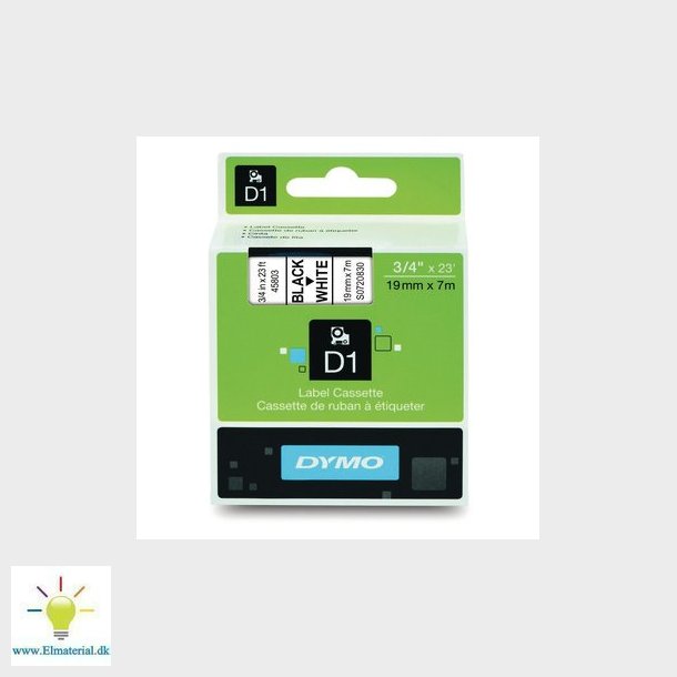 Dymo D1 tape 19MM sort/hvid