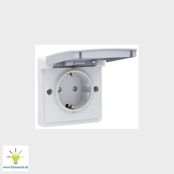 Schuko stikkontakt, IP55, gr