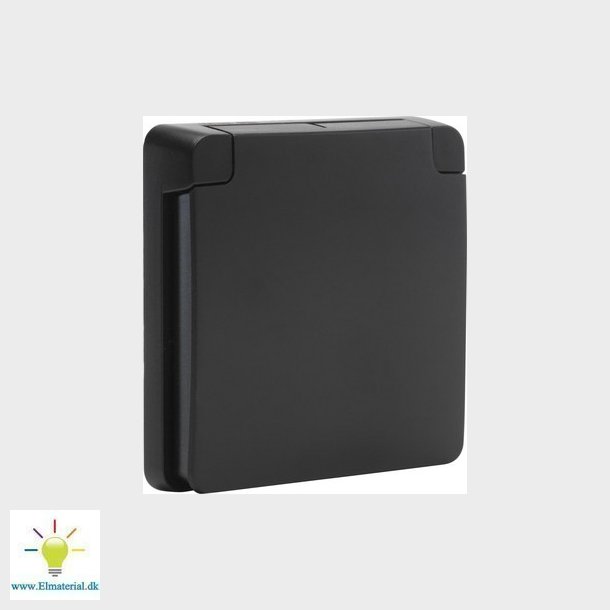 Adaptorramme med dksel, 1-modul, sort
