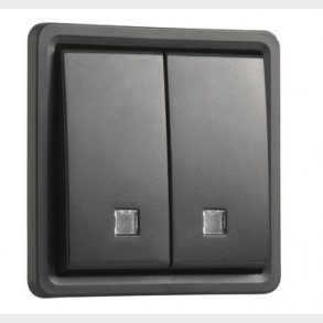 Fjedertryk med linse, dobbelt, IP55, sort