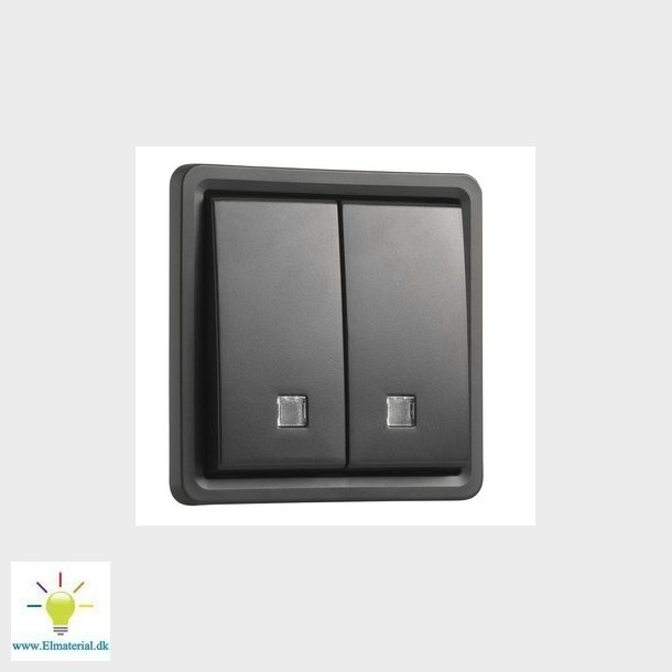 Fjedertryk med linse, dobbelt, IP55, sort