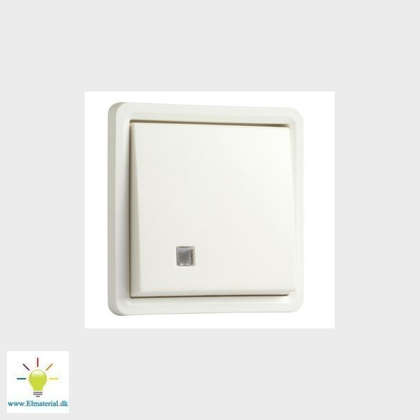 Afbryder med linse, 2-polet, IP55, hvid