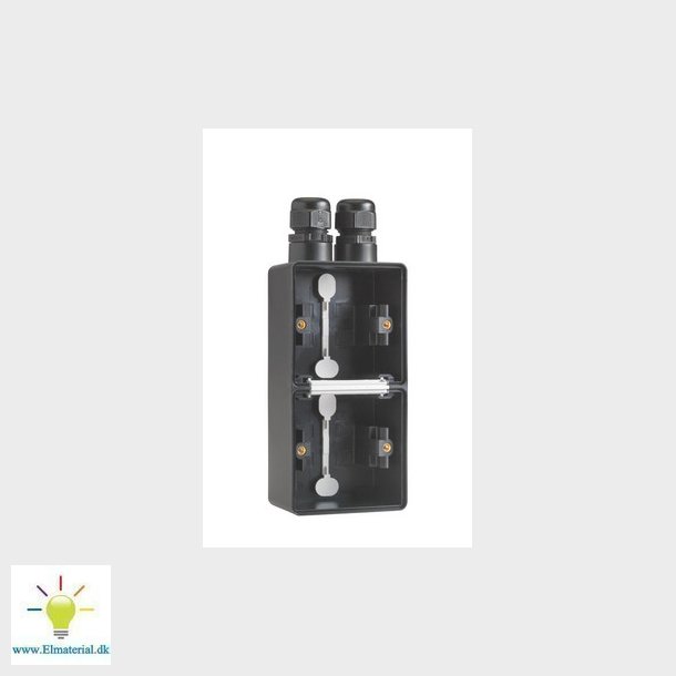 Underlag 2-modul, 2x M20, IP55, sort