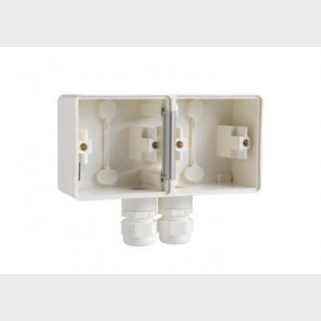 Underlag 2-modul, 2x M20, IP55, hvid