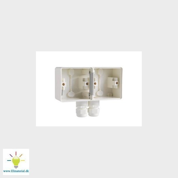 Underlag 2-modul, 2x M20, IP55, hvid