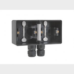 Underlag 2-modul, 2x M20, IP55, sort