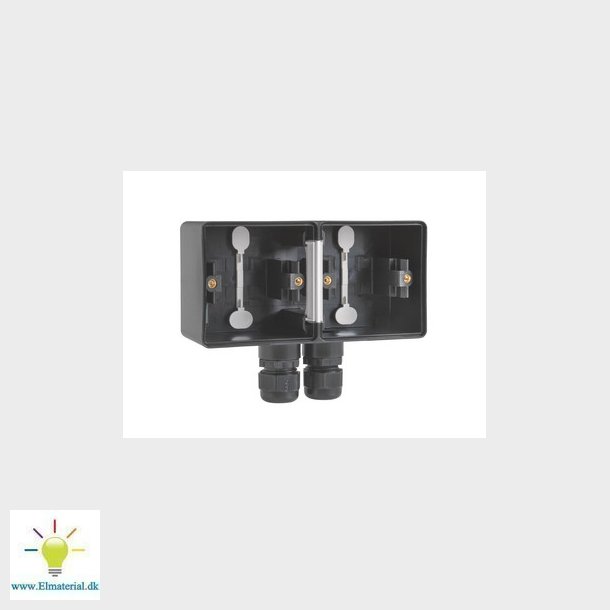 Underlag 2-modul, 2x M20, IP55, sort