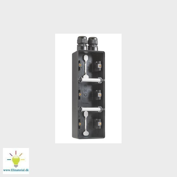 Underlag 3-modul, 2x M20, IP55, sort