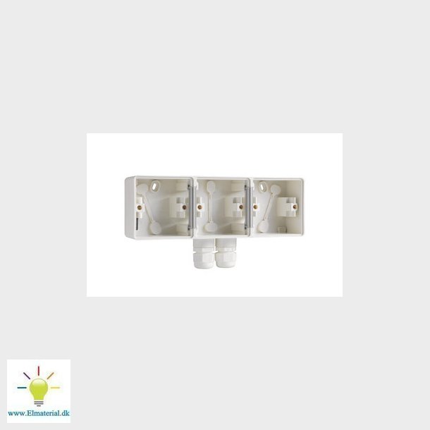 Underlag 3-modul, 2x M20, IP55, hvid