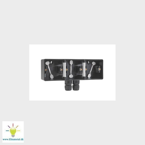 Underlag 3-modul, 2x M20, IP55, sort