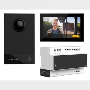 Videokit, 2-trds, med controller, ekstern og intern enhed, til overflademontering, 1 klokkeknap