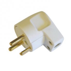 Stikprop V5 vinkel rund med jord hvid, 9-061-1