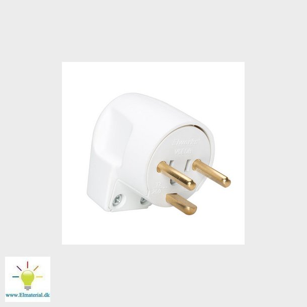 EDB-Stikprop V5 vinkel rund med jord hvid