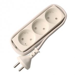 Sockel T3 3 runda uttag utan jord 0,8 meter vit