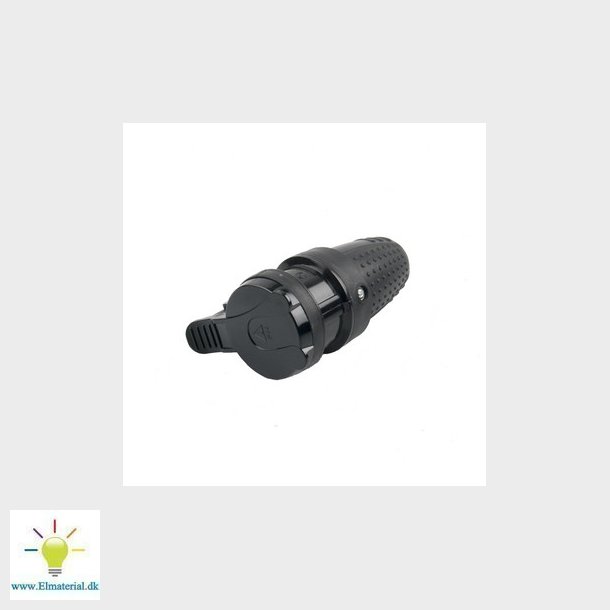 Forlngerled m/side-jord IP44 sort gummi