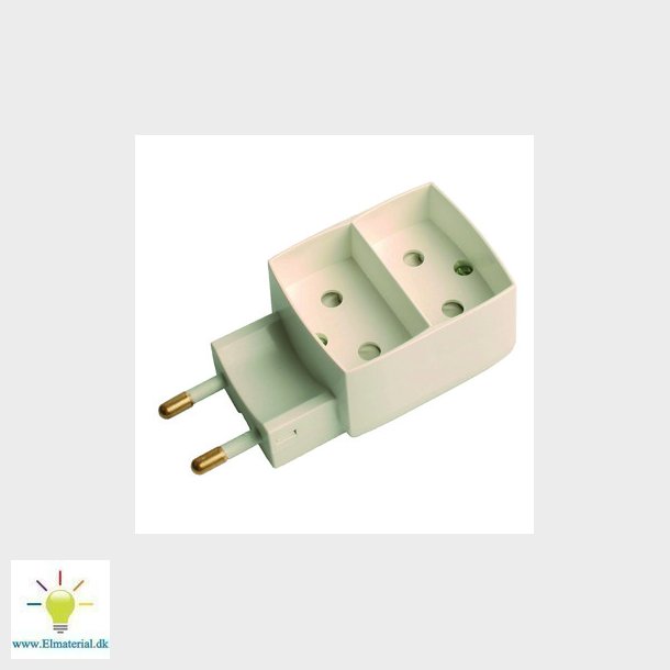 Dobbeltstik D1 2 flade udtag gr