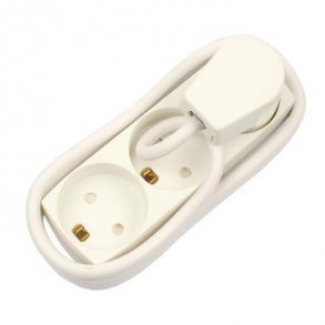 Uttag T11 3 runda stickproppar med jord 1,5 meter vit