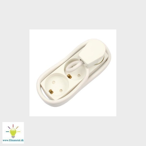 Stikdse T11 3 runde stik med jord 1,5 meter hvid