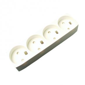 Sockel T13 4 runda pluggar med blindhl utan jord vit