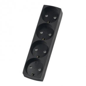 Uttag T13 4 runda stickproppar med jord svart