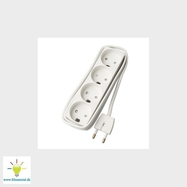 Stikdse T13 4R u/jord 1,5m hvid