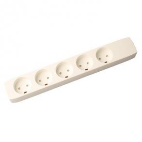 Uttag T8 5 runda stickproppar med jord vit