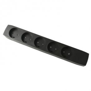 Uttag T8 5 runda stickproppar med jord svart