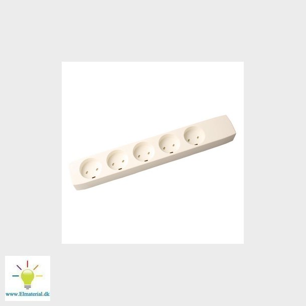 EDB stikdse T8 5 runde stik med jord hvid