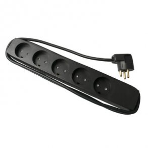 Stikdse T8/V5 5 runde stik med jord 1,5 meter sort