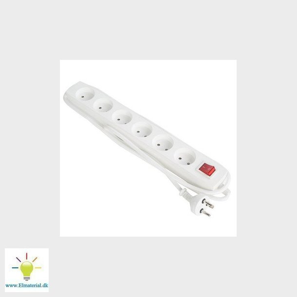 Stikdse T14 6R med jord med afbryder 1,5 meter hvid