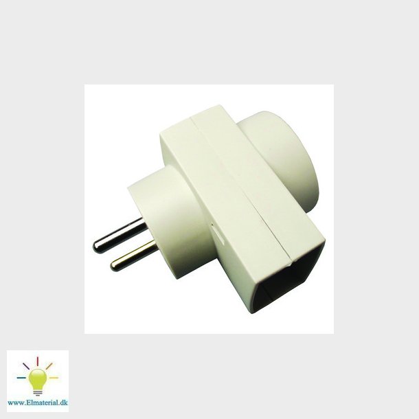 Dobbeltstikkontakt D3 1F+1R udtag gr