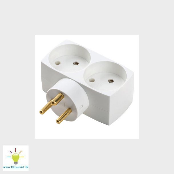 Dobbeltstikkontakt D2 2 runde udtag med jord hvid