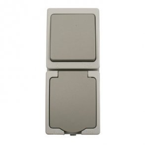 Strmbrytare / uttag combi IP54 vertikal gr