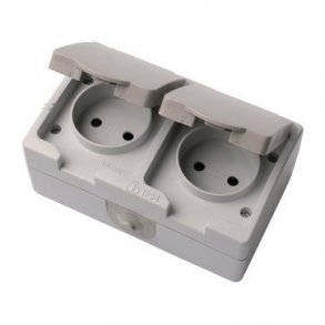 Sockel dubbel IP54 horisontell gr