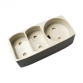 Uttag T1 2 platt + 1 runt uttag utan jordgr