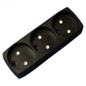 Sockel T11 3 runda pluggar med blindhl utan jord svart