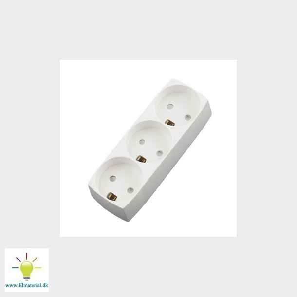 Stikdse T11 3R m/jord hvid